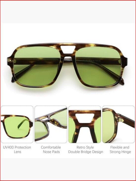 Retro Aviator Sunglasses 70s Classic Vintage Square Shades UV400 main image 5
